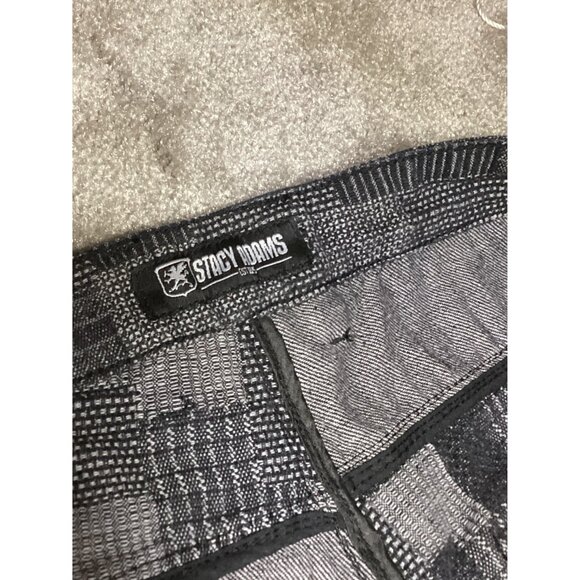 Stacy Adams Mens Avante Guard Black & Gray check Patterned Jeans 40x32 Grunge - Picture 3 of 11